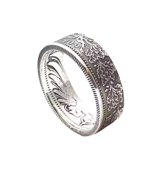 Antike Römische Zeus-Münze '3. Jahrhundert V. Chr.' Sterlingsilber Und 18 Karat Gold Ring