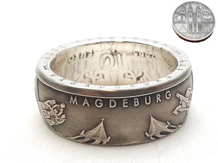 Münzring 10 Euro Magdeburg Silber 925er personalisierbar