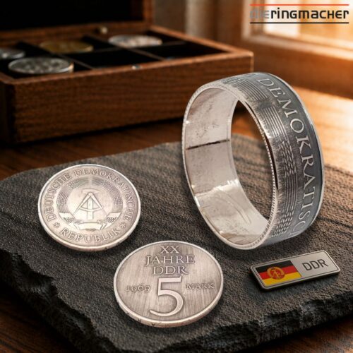 Münzring 5 Mark DDR Handgefertigter Ring aus Originalmünze
