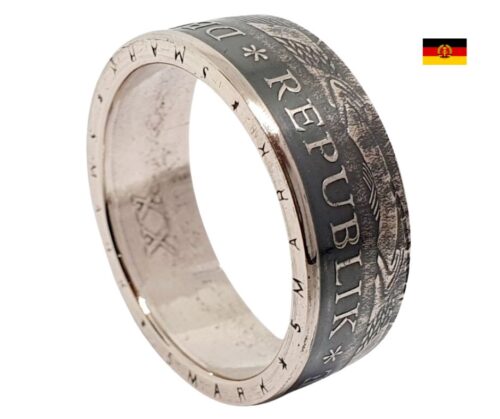 Münzring-Ein Stück DDR-Geschichte für dich: Personalisierter Ostalgie-Ring aus 5 Mark DDR Münze