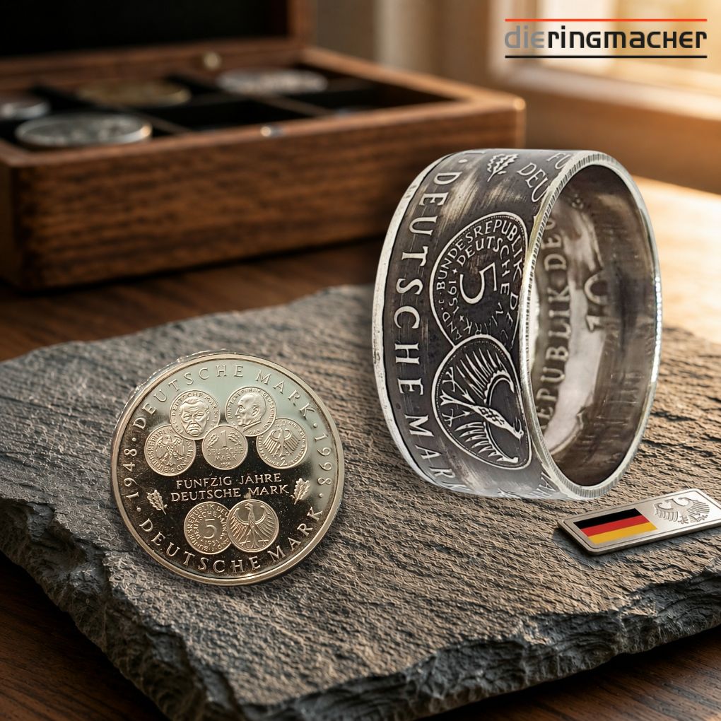 Münzring Silber 1998 zum 50. Jubiläum der deutschen Mark