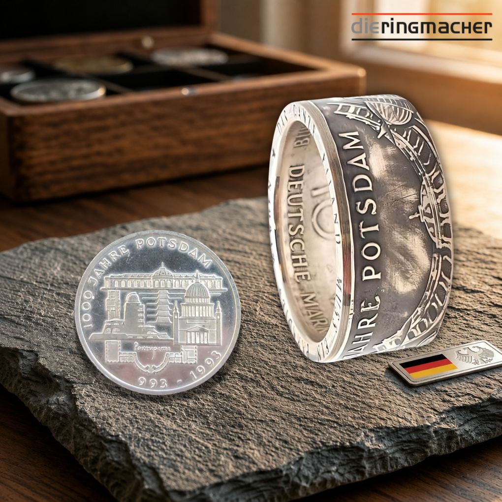 Münzring 1000 Jahre Potsdam – Handgefertigt aus originaler 10-DM-Gedenkmünze
