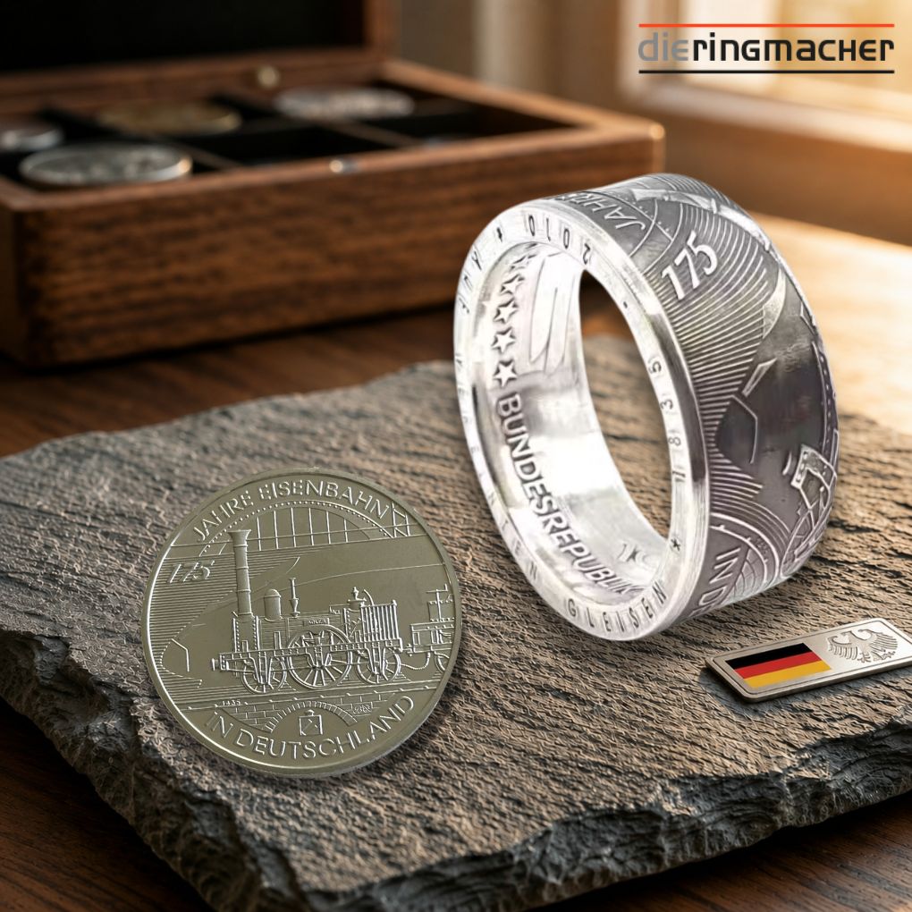 Münzring 10 Euro Eisenbahn aus 925 Silber