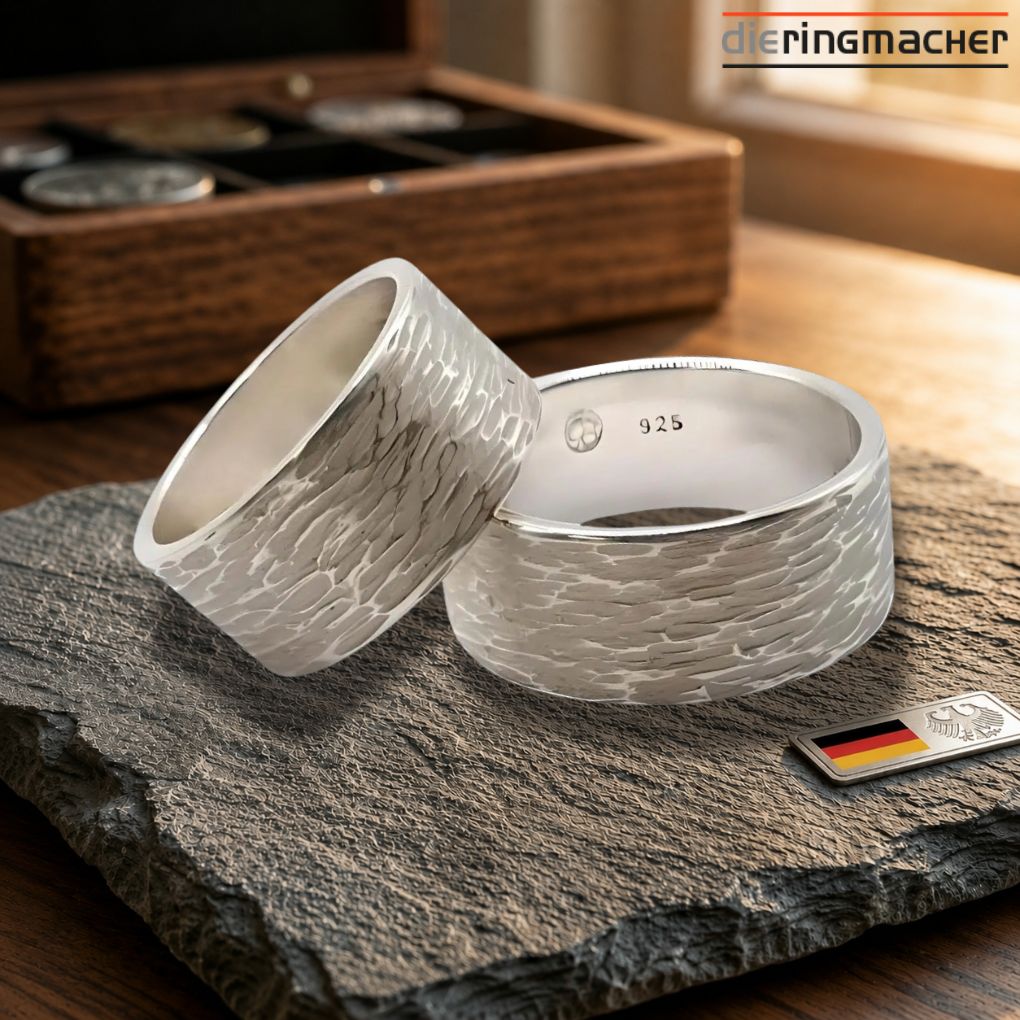 Silberringe mit Wasserwellen-Optik