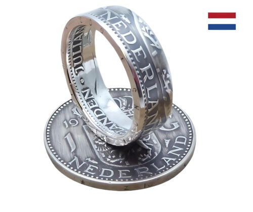 Silberring aus einer originalen 1 Gulden Silbermünze (Niederlande)