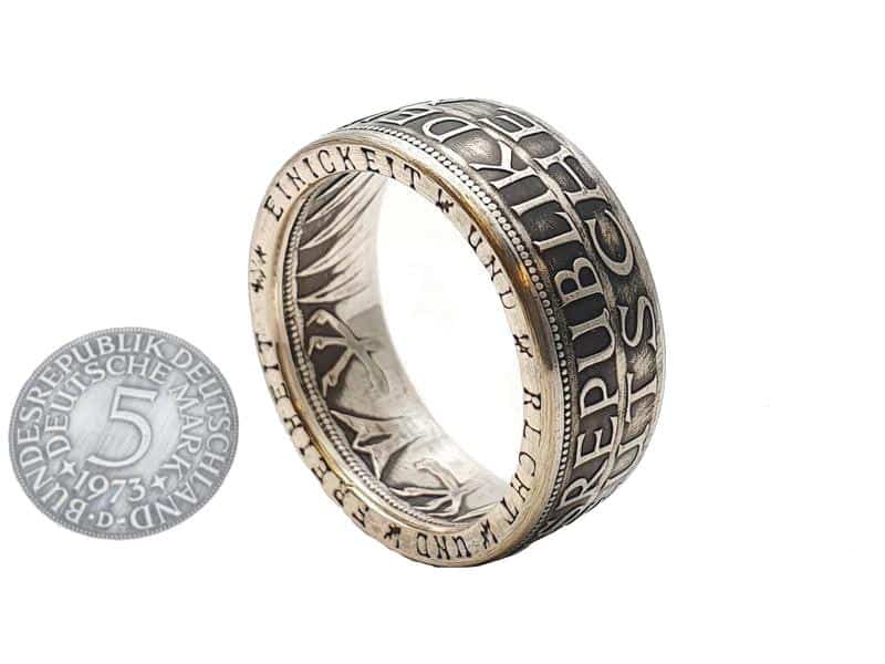 1960 Heiermann - Silberadler - 5 Mark 625er Silber verschiedene Größen Münzring Ihr handgeschmiedetes Unikat Coinring Ring aus Münze Double Sided coin ring 