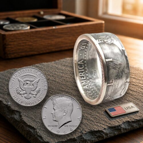 Münzring aus original 1/2 Silber Dollar 1964 USA