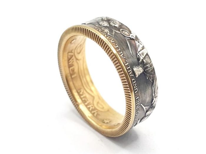 Münzring teilvergoldet 900 Silber aus der Kaiserzeit personalisierbar