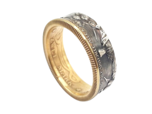 "Münzring teilvergoldet 900 Silber aus der Kaiserzeit rhodiniert personalisierbar"<br>wurde zur Wunschliste hinzugefügt