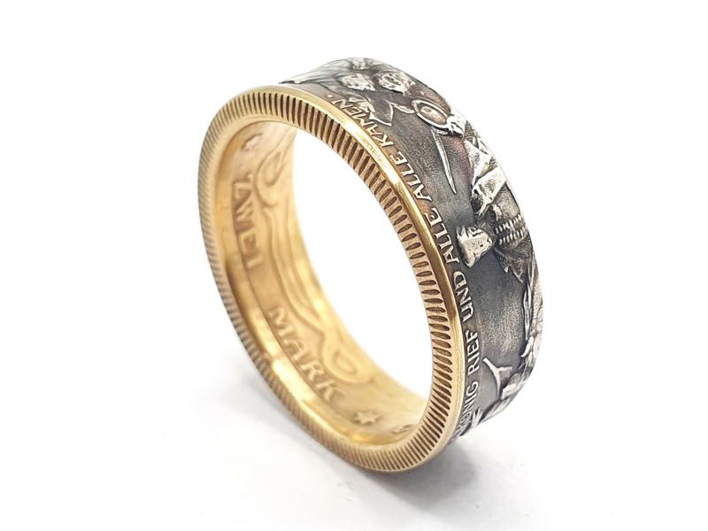 Münzring teilvergoldet 900 Silber aus der Kaiserzeit personalisierbar