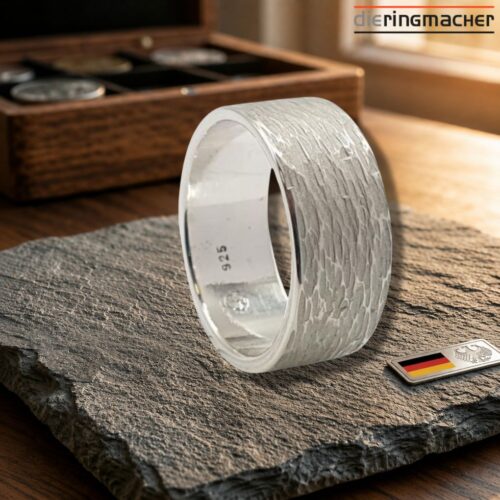 Silberring-in-Wellen-Optik-Handwerkskunst.