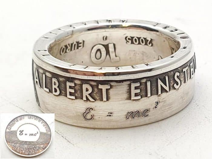 Münzring aus 10 Euro 2005 Albert Einstein Silber personalisierbar
