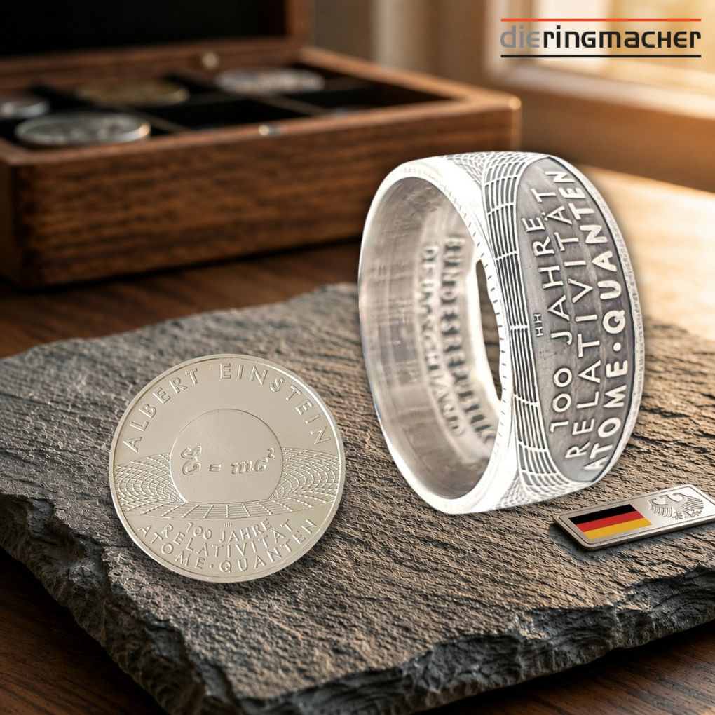 Wissenschaft, Inspiration und Handwerkskunst vereinen sich in diesem außergewöhnlichen Münzring Albert Einstein.