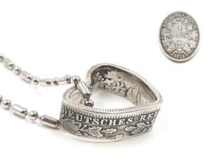 "Herzanhänger aus original 1 Mark Silbermünze Kaiserzeit"<br>wurde zur Wunschliste hinzugefügt