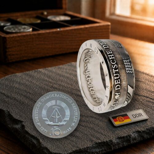 10 Mark DDR Münzring | Handgefertigter Silberring aus 625 Silber