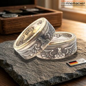 "Münzringe aus Reichsmark-Münzen | 24k vergoldet"<br>wurde zur Wunschliste hinzugefügt