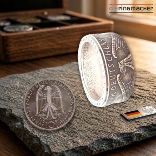 Münzring 10 DM 1995 aus 925 Silber – Handgefertigt