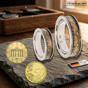 "Münzringe Partnerringe aus 50 Eurocent Münze mit Wunschprägejahr"<br>wurde zur Wunschliste hinzugefügt