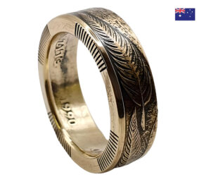 "Einzigartiger, handgefertigter Ring aus einer originalen 1-Dollar-Münze (Australien)"<br>wurde zur Wunschliste hinzugefügt