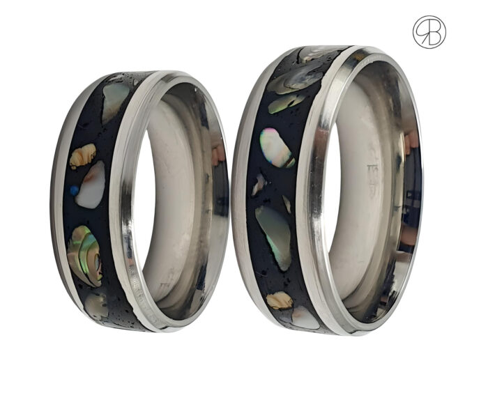 Edelstahl-Ring mit Abalone Inlay - Einzigartiges Schmuckstück für besondere Anlässe" – Bild 3