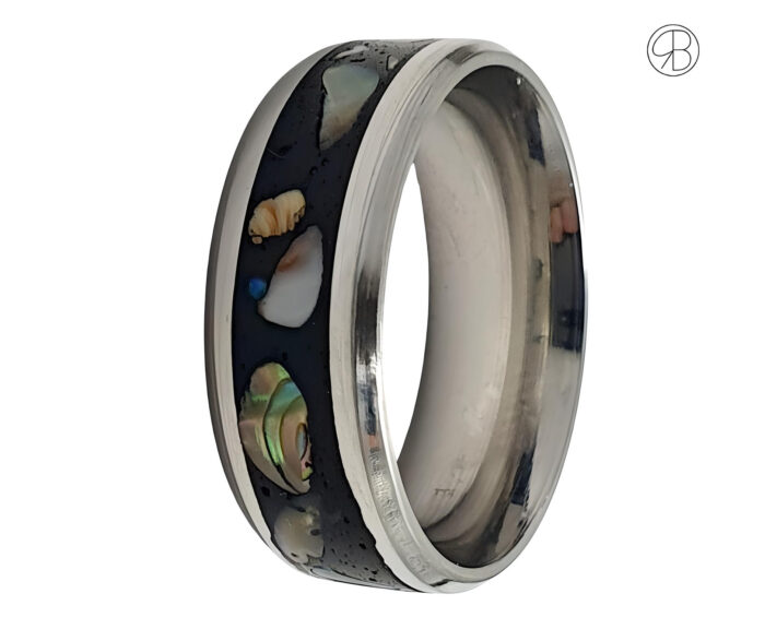 Edelstahl-Ring mit Abalone Inlay - Einzigartiges Schmuckstück für besondere Anlässe" – Bild 4