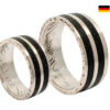 Unsere einzigartigen Partnerringe aus 10 DM Silbermünzen mit schwarzen Turmalin Inlay