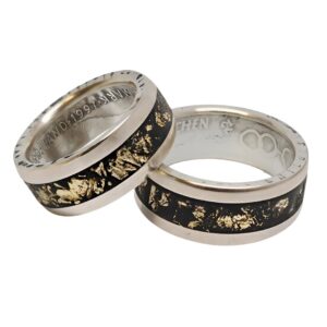 "Eheringe aus 10 DM Silbermünzen – Partnerringe aus 925 Silber mit Turmalin & Blattgold"<br>wurde zur Wunschliste hinzugefügt