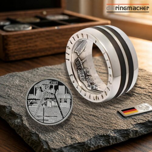 ring Ruhrgebiet | 10 € Münzring mit schwarzem Turmalin & Gravur