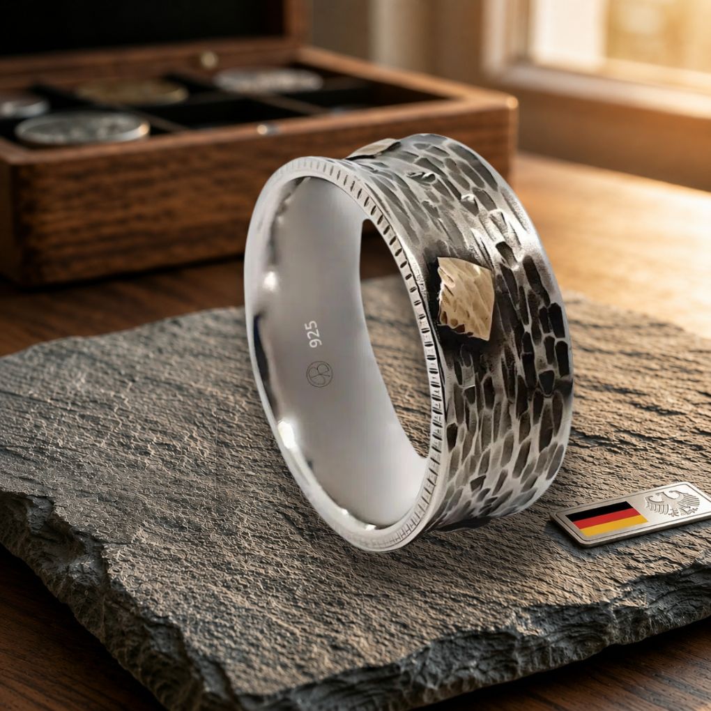 ilberring aus 925er Silber mit markanten 585er Goldakzenten