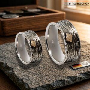 "Silberringe mit Goldakzent | 925 Silber & 585 Gold – gravierbar & handgefertigt"<br>wurde zur Wunschliste hinzugefügt