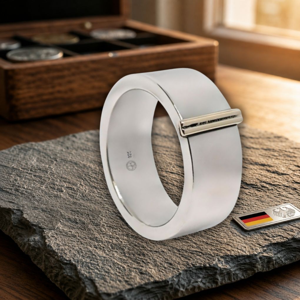 Verlobungsring aus 925er Silber mit elegantem 585er Goldsteg.