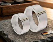 Partnerringe Silber mit 585er Goldsteg