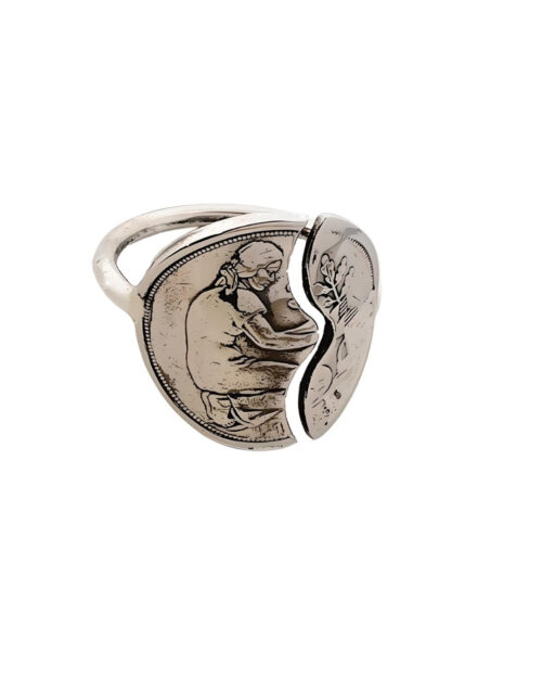 Handgemachter Vintage Münzring 50 Pfennig Münze aus Sterling Silber – Einzigartiger Schmuckstück