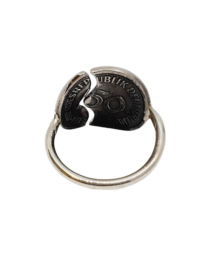 Handgemachter Vintage Münzring 50 Pfennig Münze aus Sterling Silber – Einzigartiger Schmuckstück