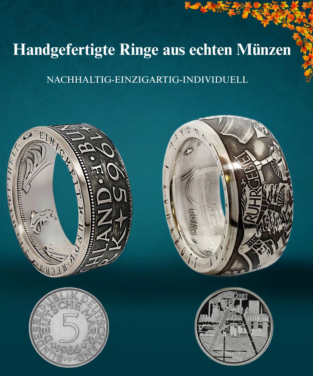 Handgefertigte Ringe aus echten Münzen.